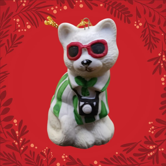 Christmas ornament cat photographer with sunglasses - Picture 4 of 7